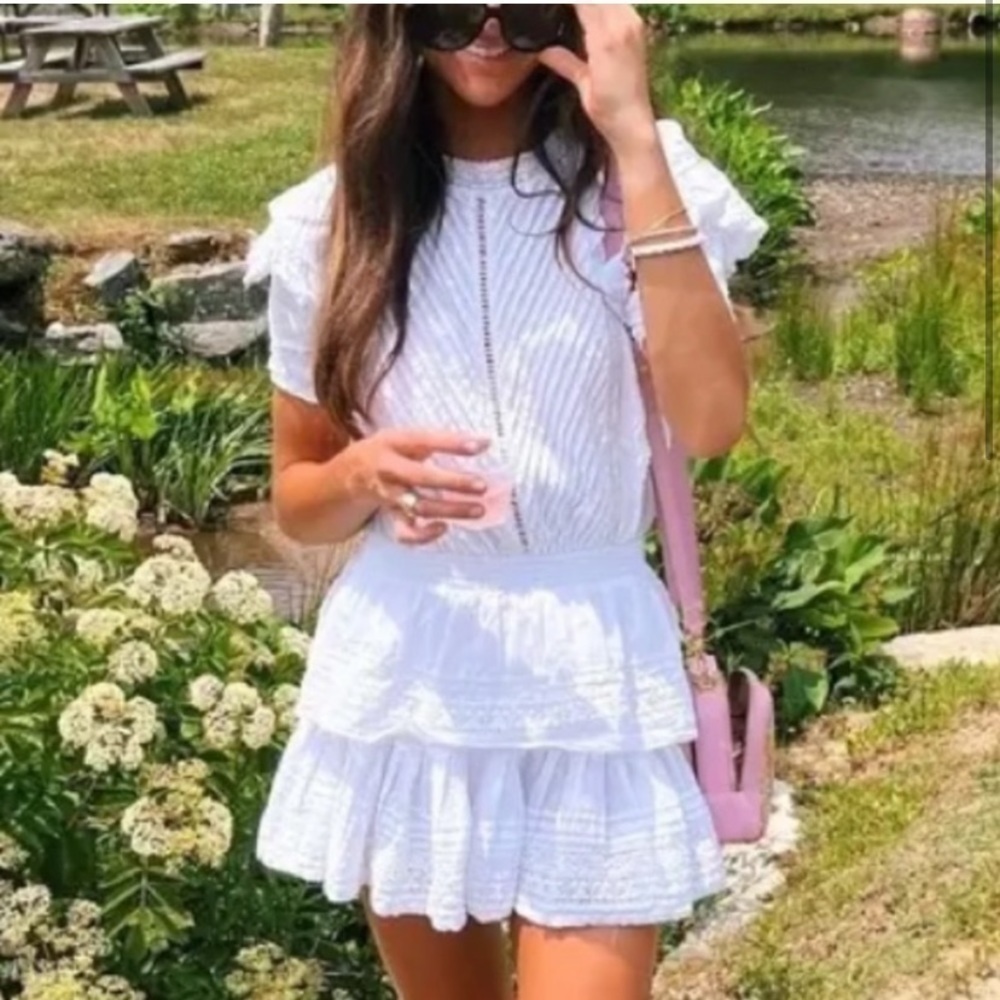 Maia Bergman Mery White Cotton Ruffle Mini Dress - Picture 5 of 14